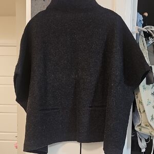 Wilfred Charcoal Wool Poncho Jacket
